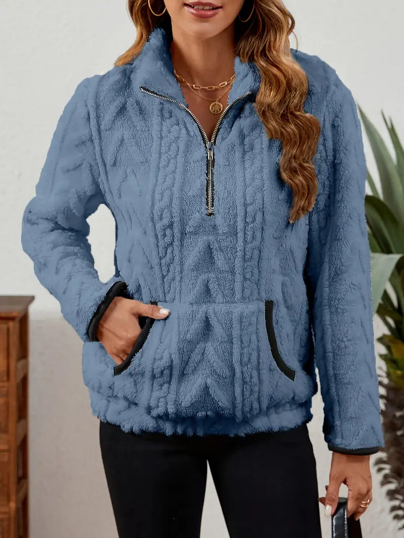 BETHANIA | Miękki polarowy sweter z półzamkiem