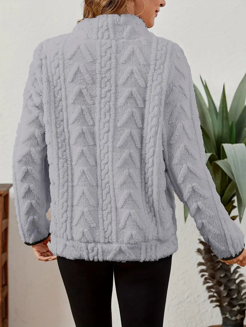 BETHANIA | Miękki polarowy sweter z półzamkiem