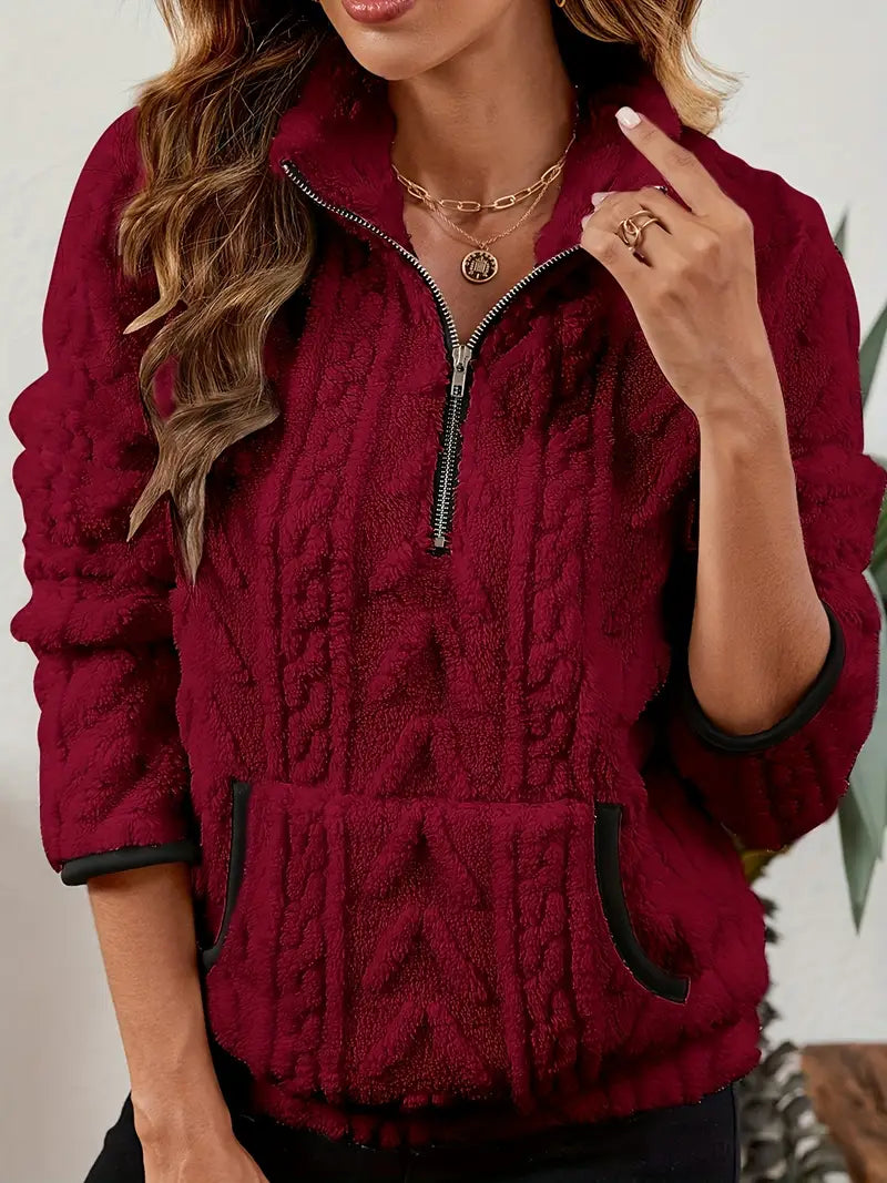 BETHANIA | Miękki polarowy sweter z półzamkiem