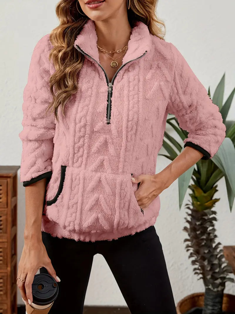 BETHANIA | Miękki polarowy sweter z półzamkiem