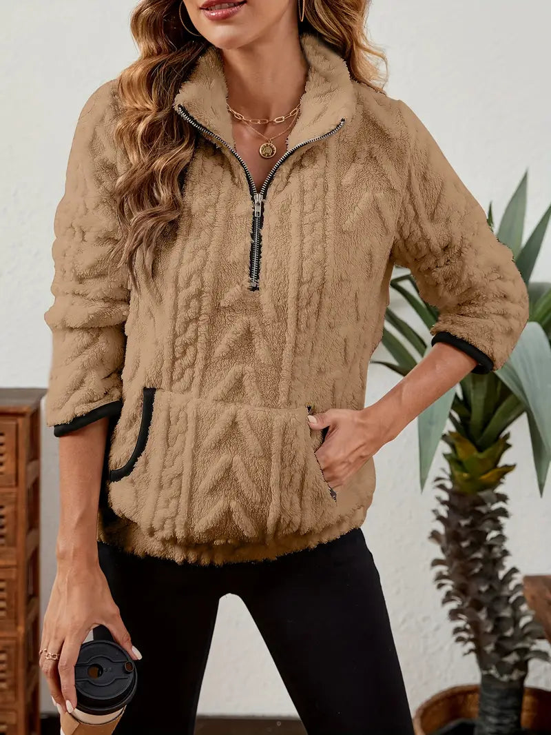 BETHANIA | Miękki polarowy sweter z półzamkiem