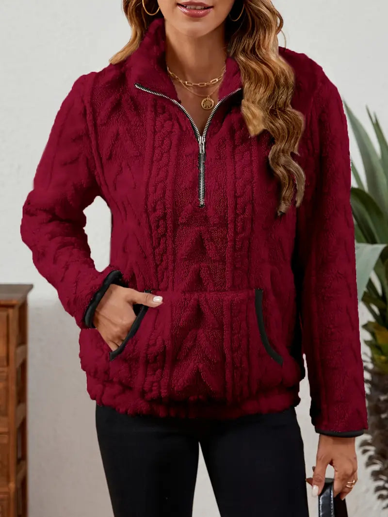 BETHANIA | Miękki polarowy sweter z półzamkiem