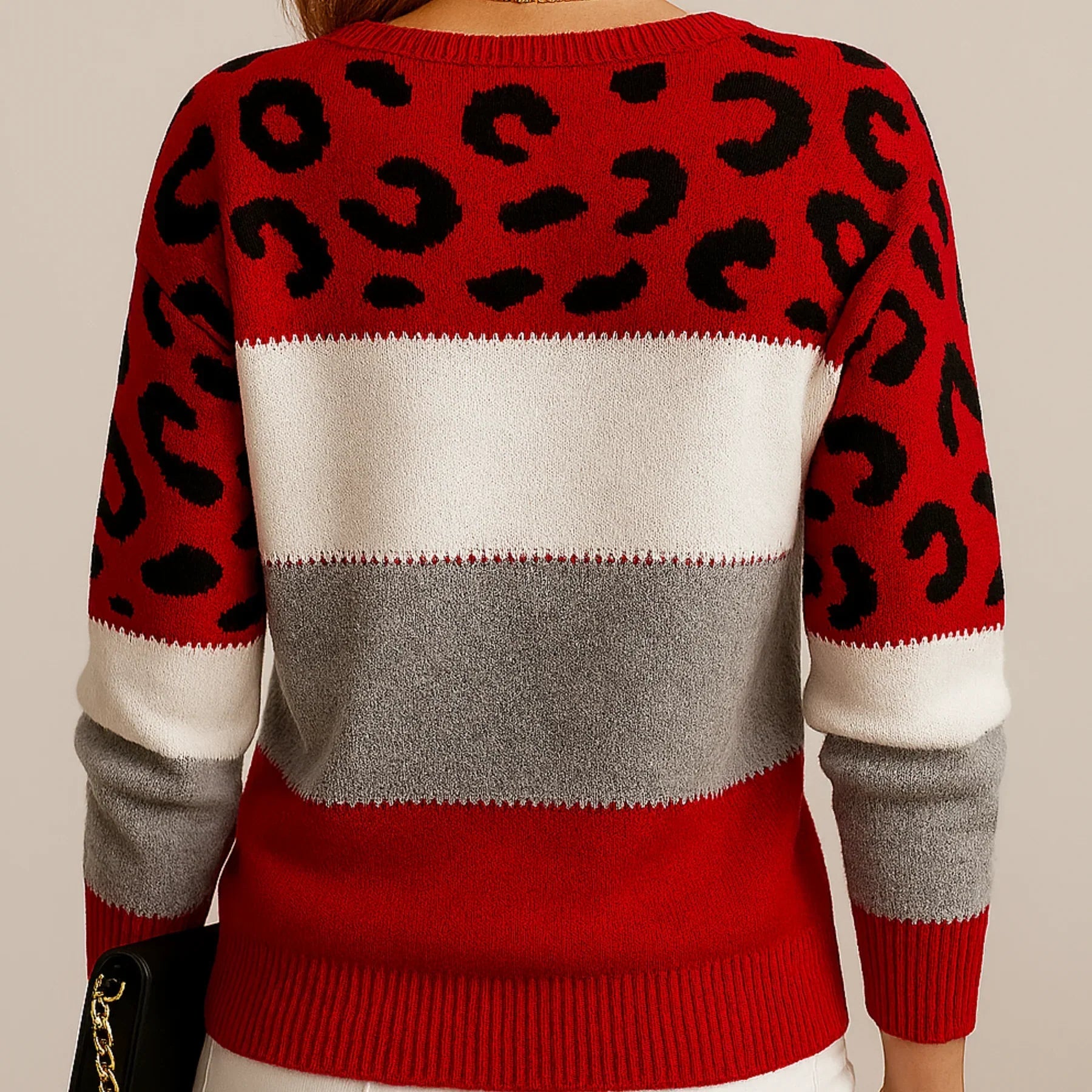 PASCA | Sweter Casual w Wzór Leoparda