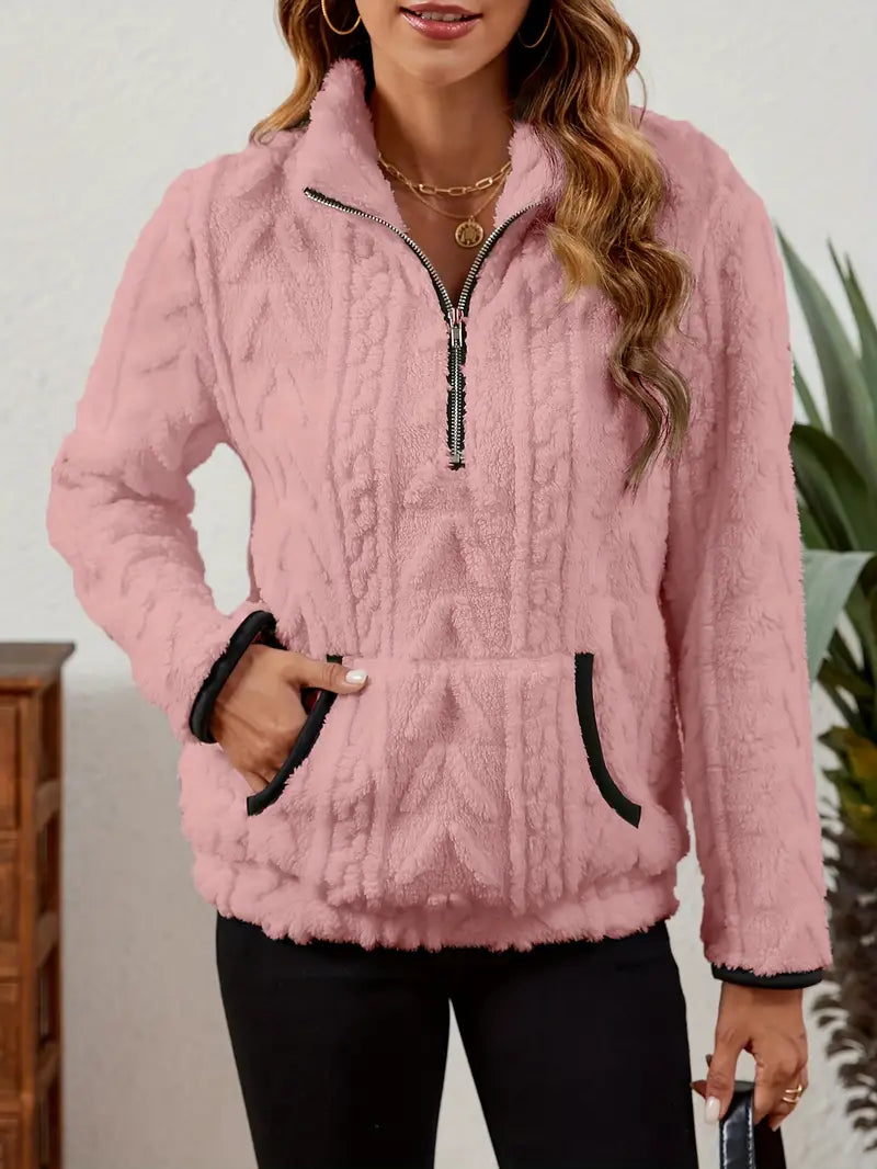 BETHANIA | Miękki polarowy sweter z półzamkiem