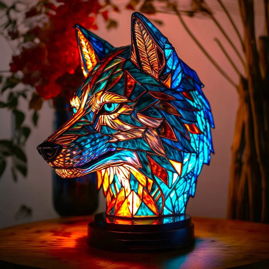 BLAZE | Magiczna lampa wilka z kolorowego szkła