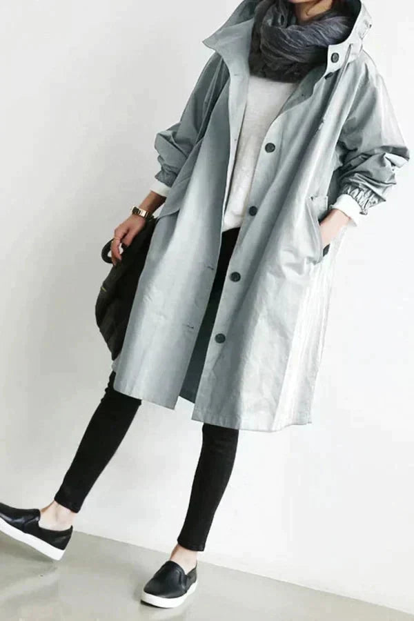 DORO | Oversized płaszcz trench z kapturem