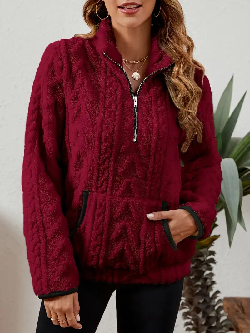 BETHANIA | Miękki polarowy sweter z półzamkiem