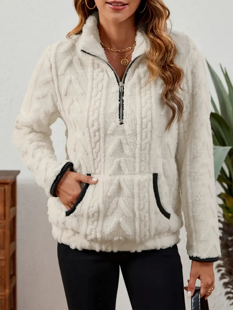 BETHANIA | Miękki polarowy sweter z półzamkiem